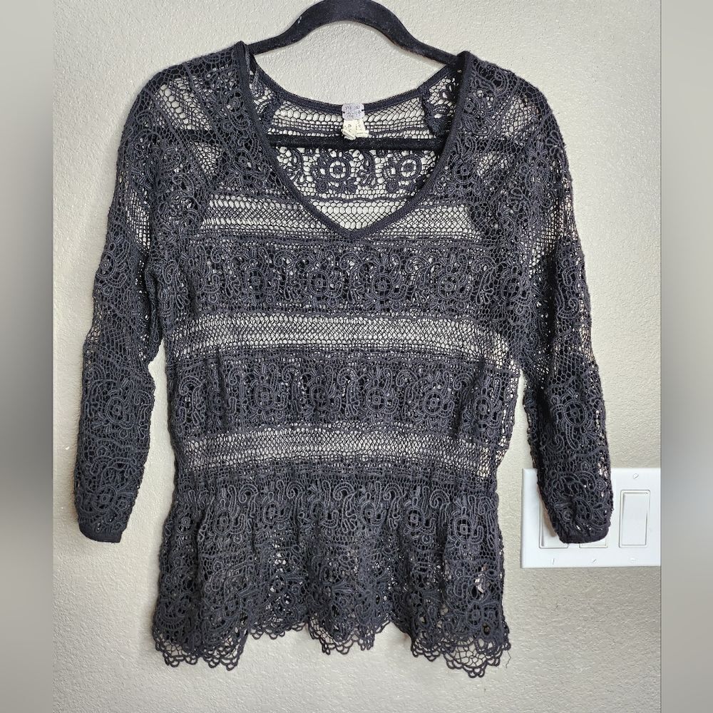 We the free black crochet blouse